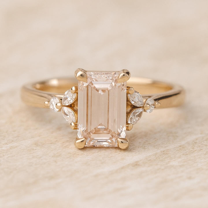 1.5ct Emerald Cut IGI Certified Lab Diamond Cluster Engagement Ring