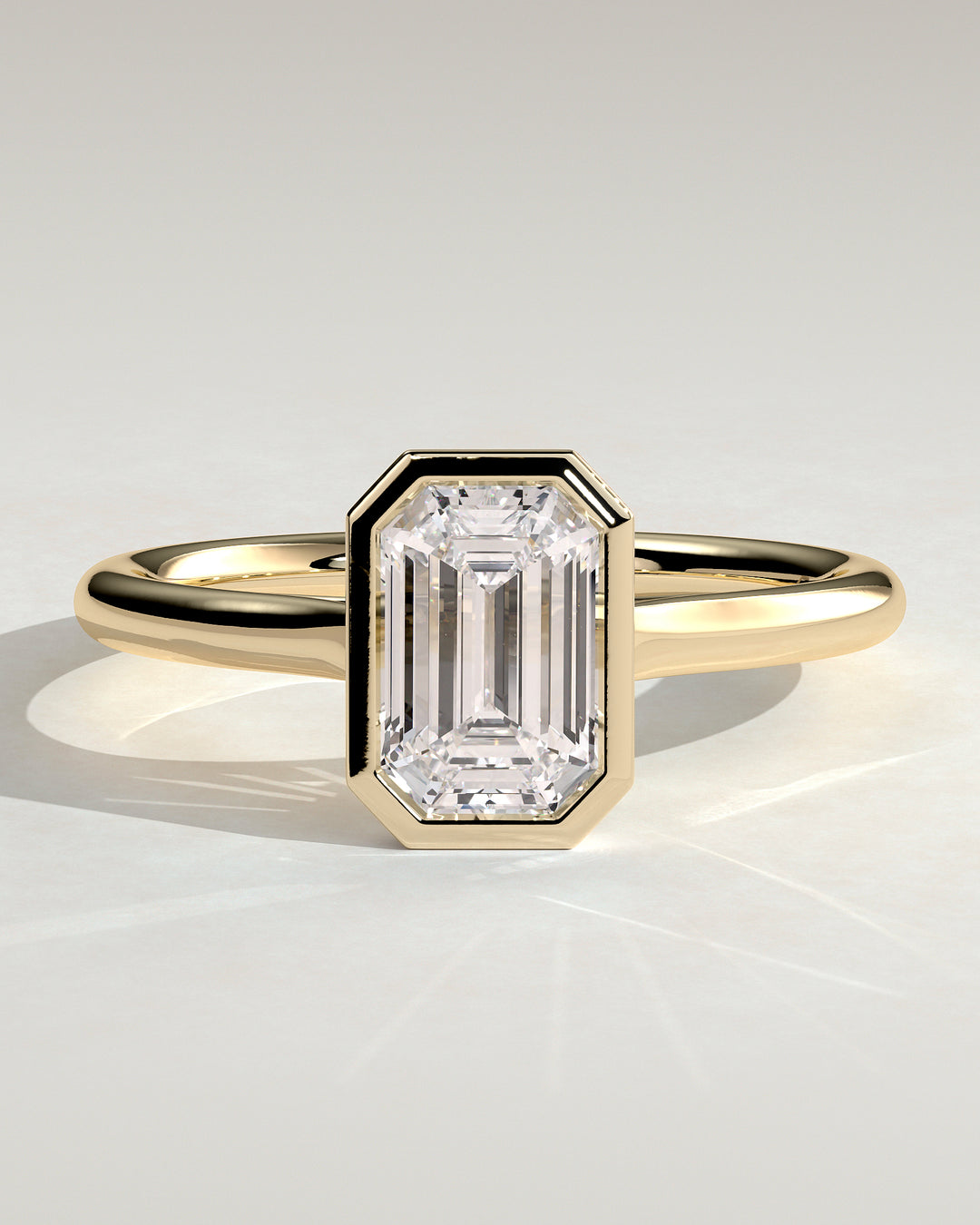 1.5ct Emerald Cut Lab Grown Diamond Bezel Setting Engagement Ring