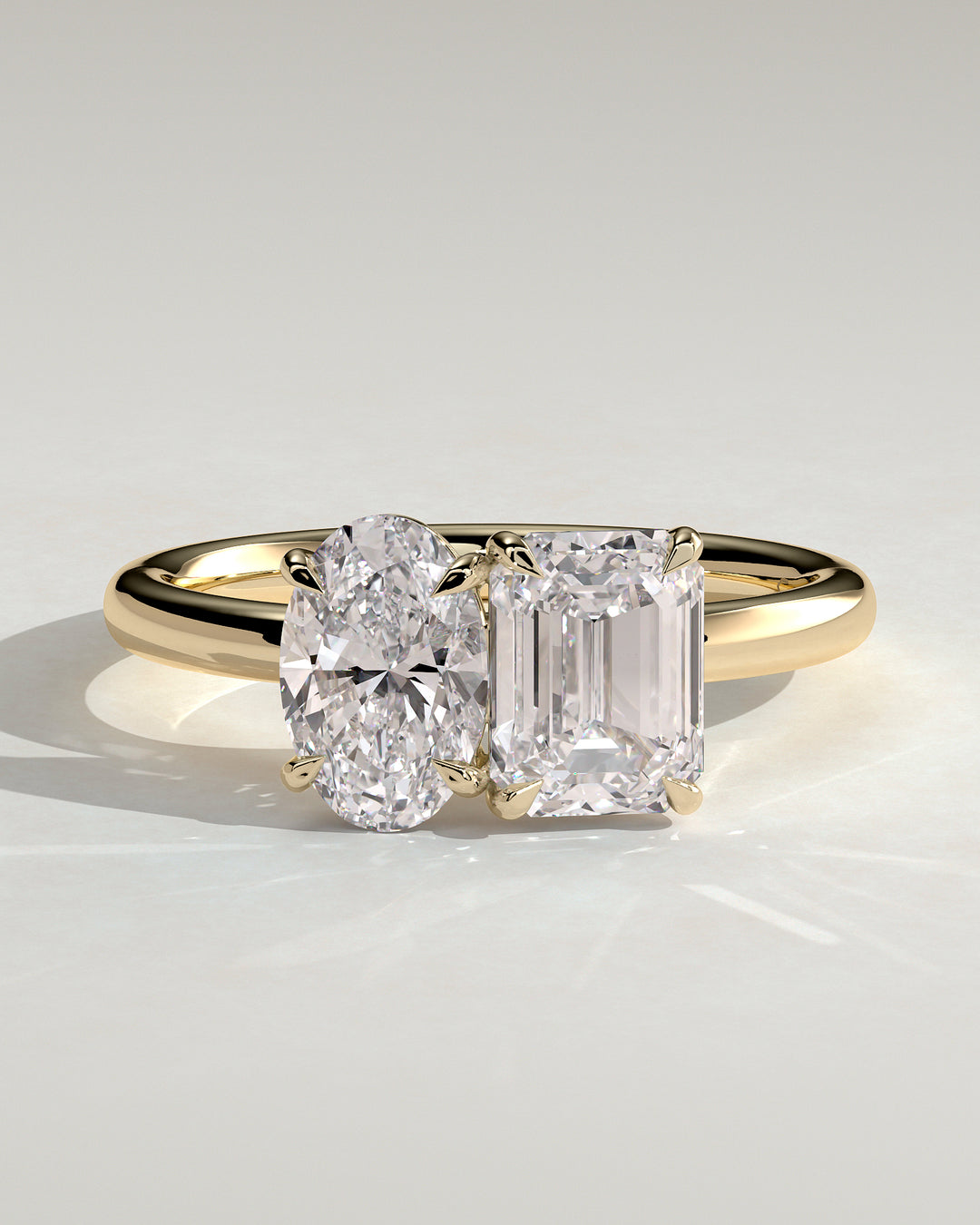 1.5ct Emerald Cut and Oval Toi et Moi Engagement Ring
