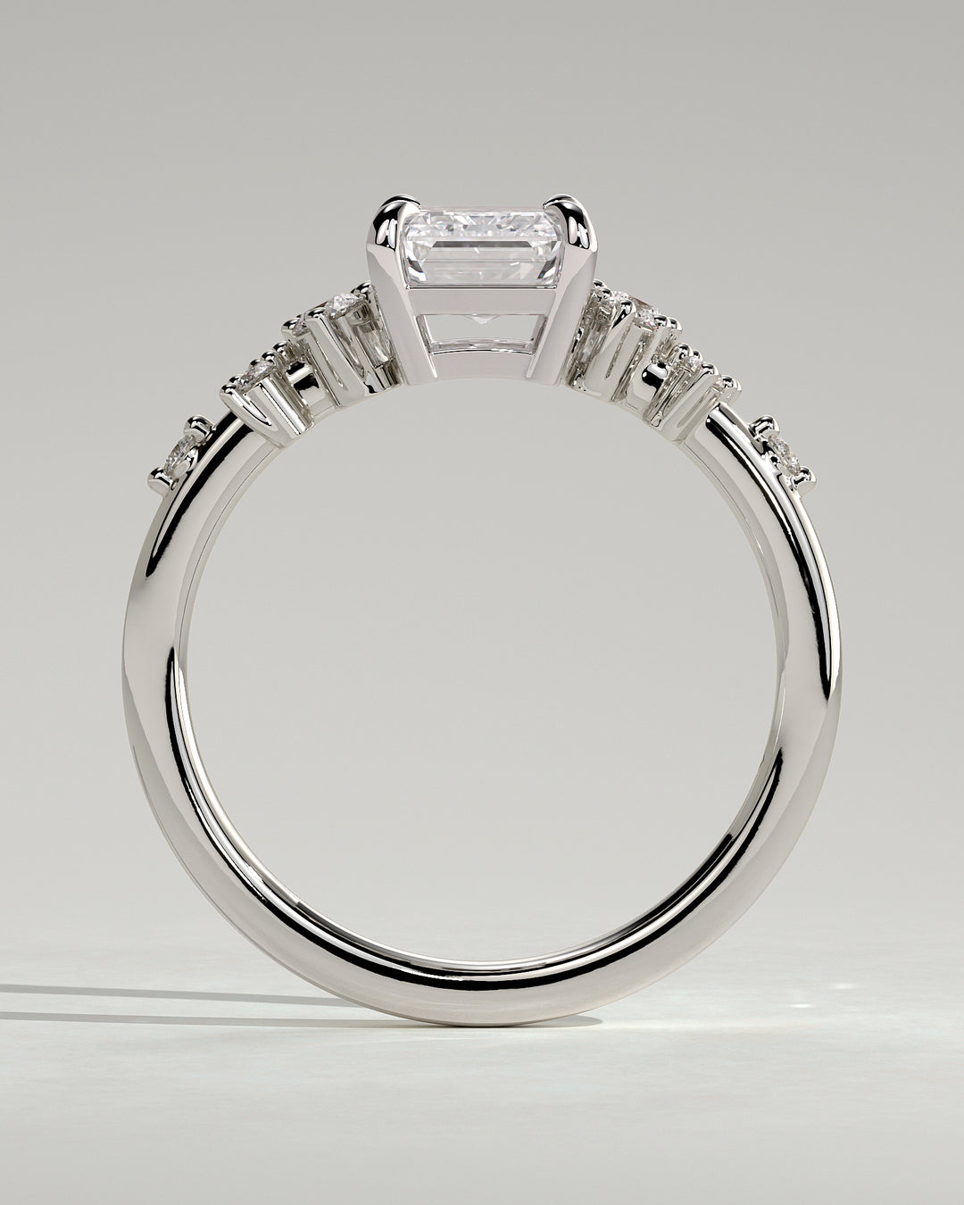 modern emerald cut cluster engagement ring lab grown diamond 1.5ct