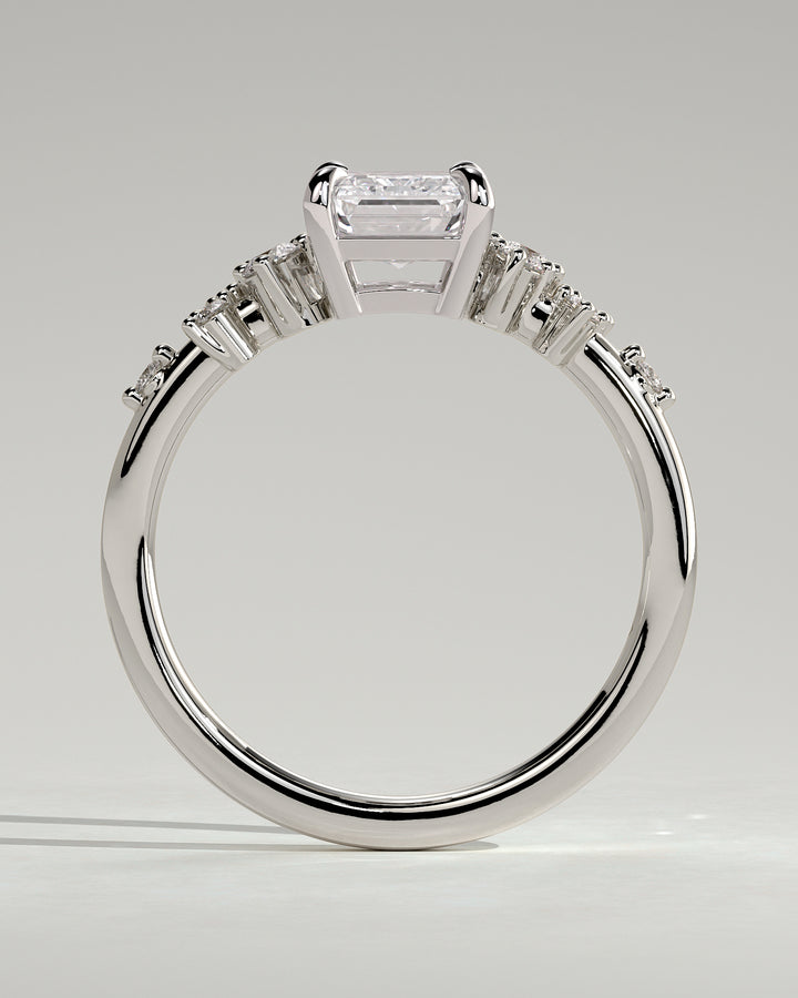 modern emerald cut cluster engagement ring lab grown diamond 1.5ct