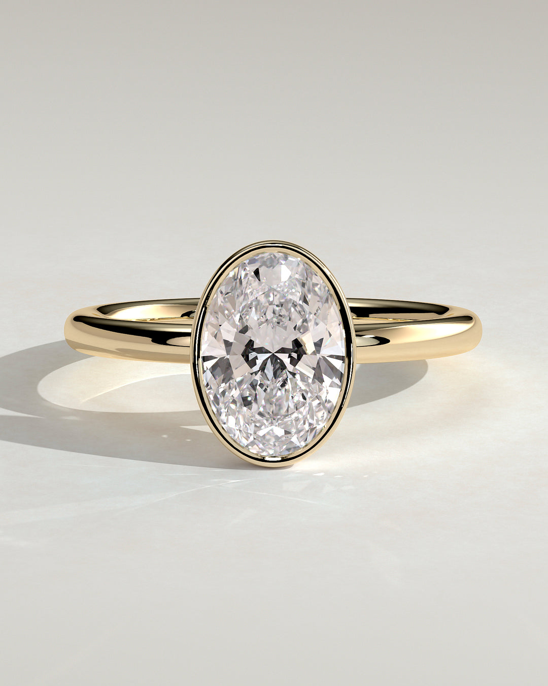 oval bezel engagement ring lab grown diamond
