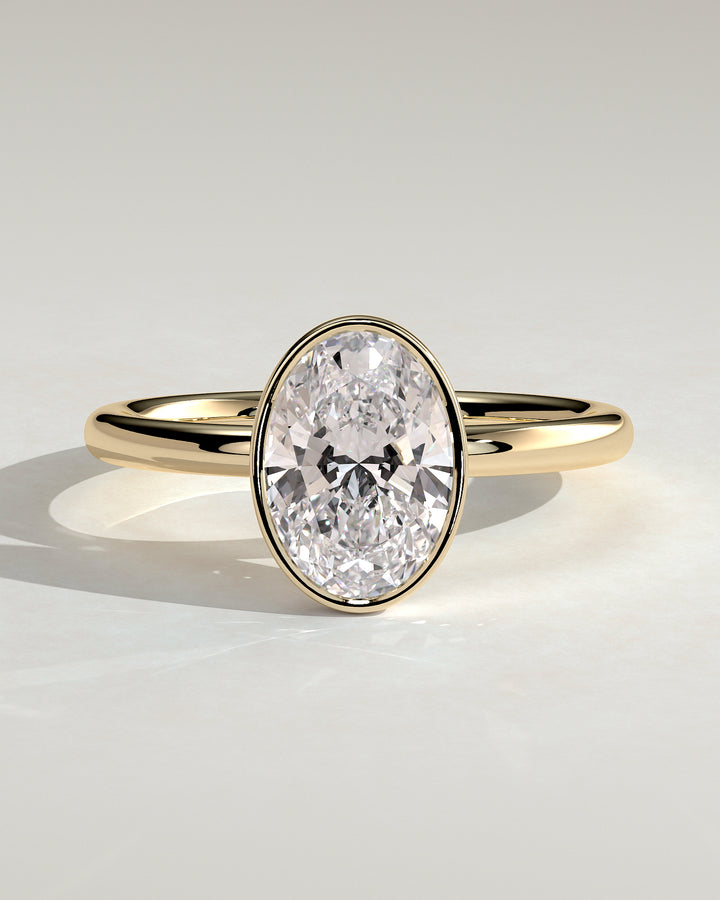 oval bezel engagement ring lab grown diamond