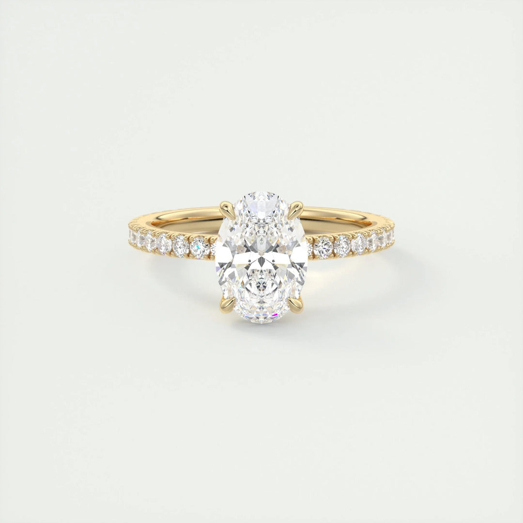 1.5 carat oval pavé engagement ring F VS1 diamond USA