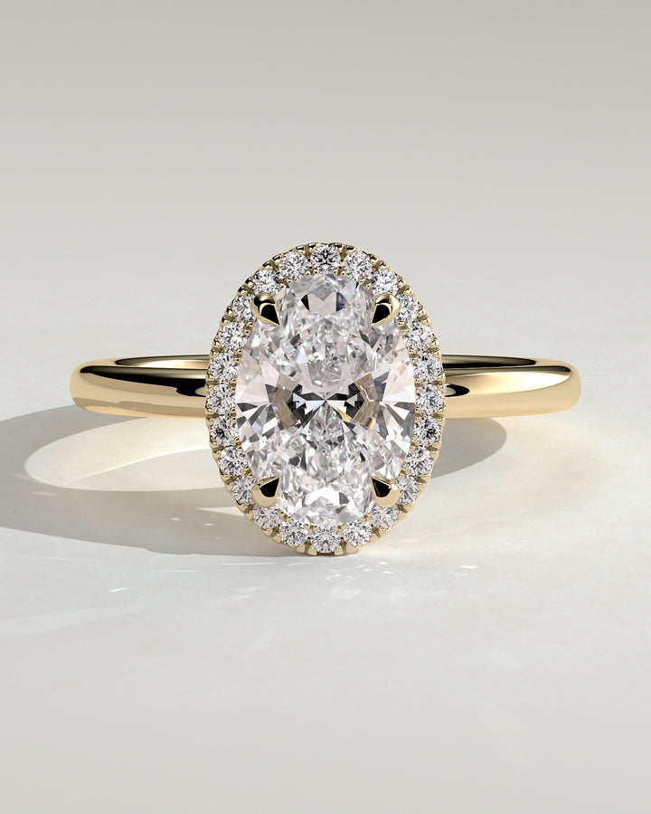 1.5ct Oval Halo E/VSS2 CVD Diamond Solitaire Engagement Ring