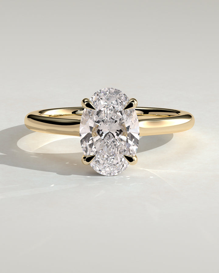 1.5ct Oval Hidden Halo E/VS1 Cathedral Set Engagement Ring