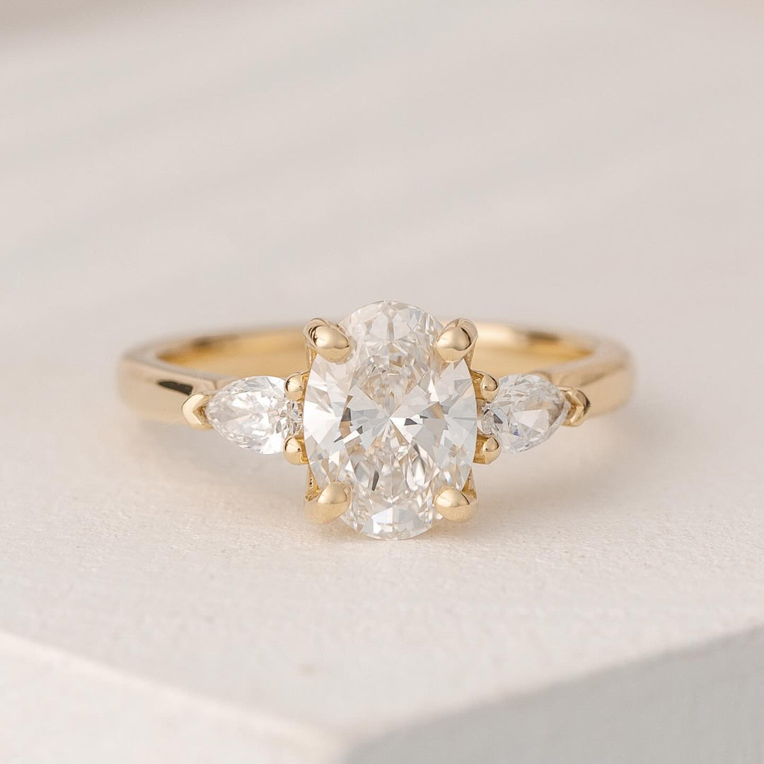 Oval Three Stone Lab Grown Diamond Engagement Ring