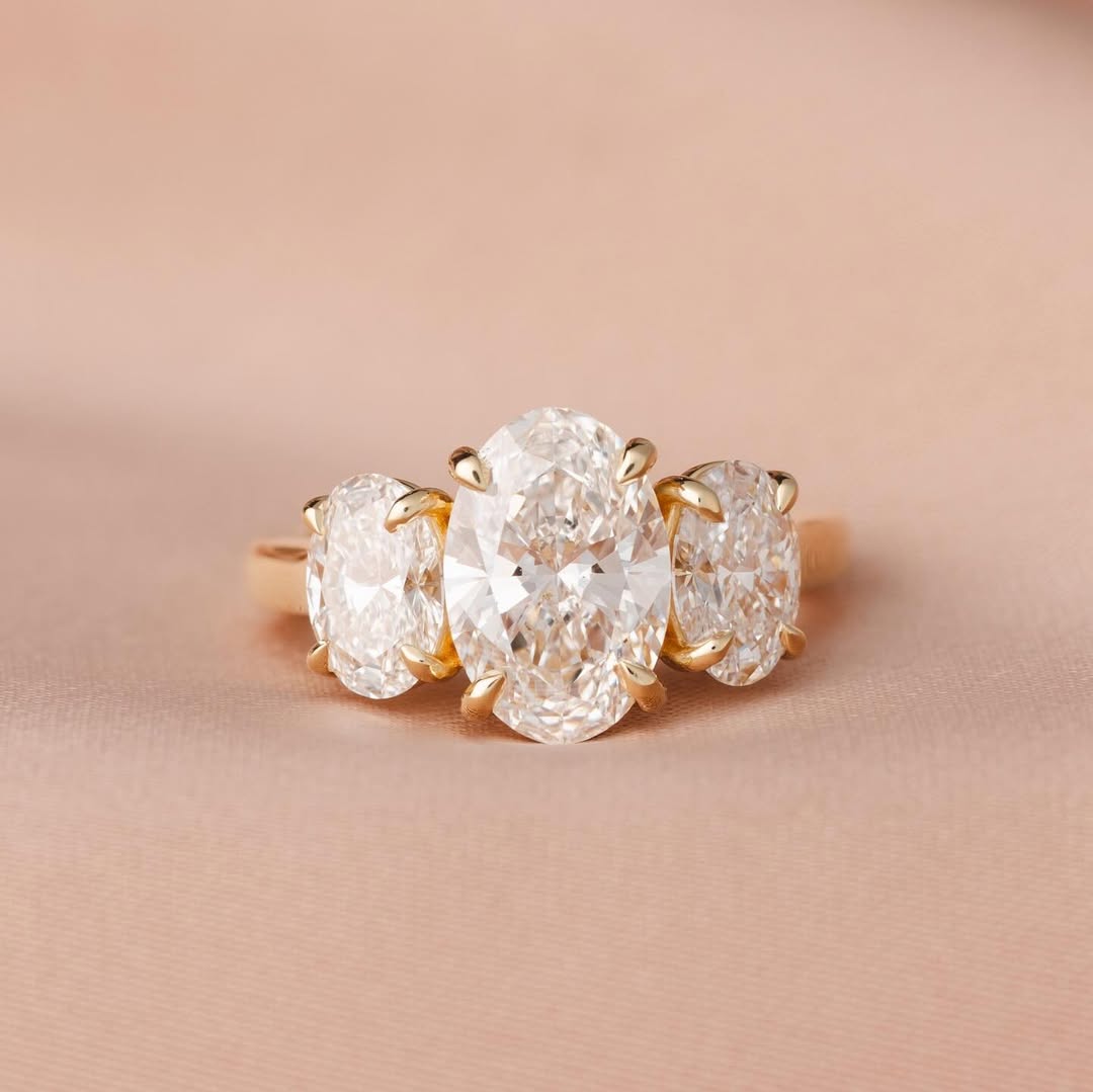 1.5ct Oval Trilogy IGI Certified Lab Grown Diamond Engagement Ring