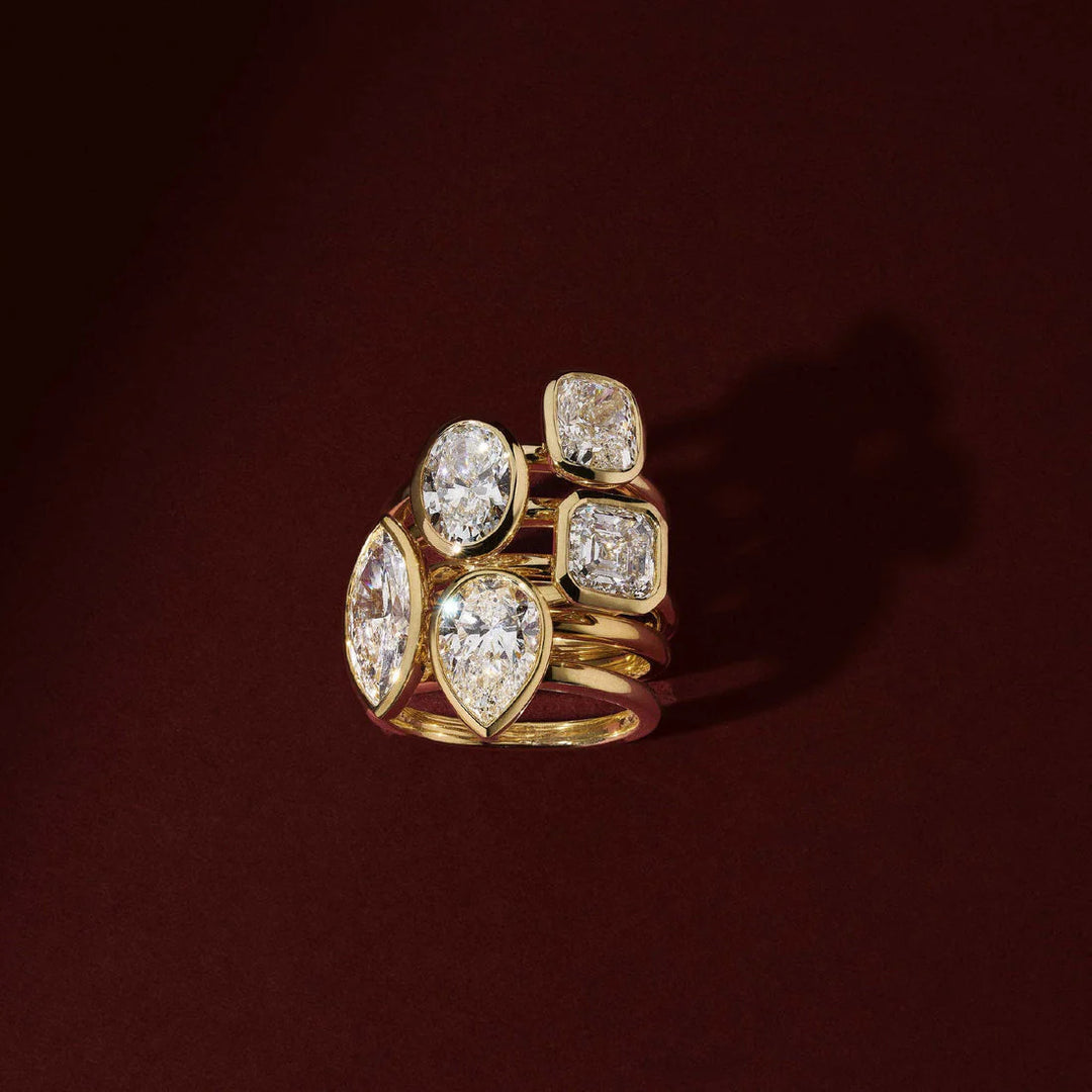 luxury pear lab grown diamond engagement ring bezel solitaire IGI USA