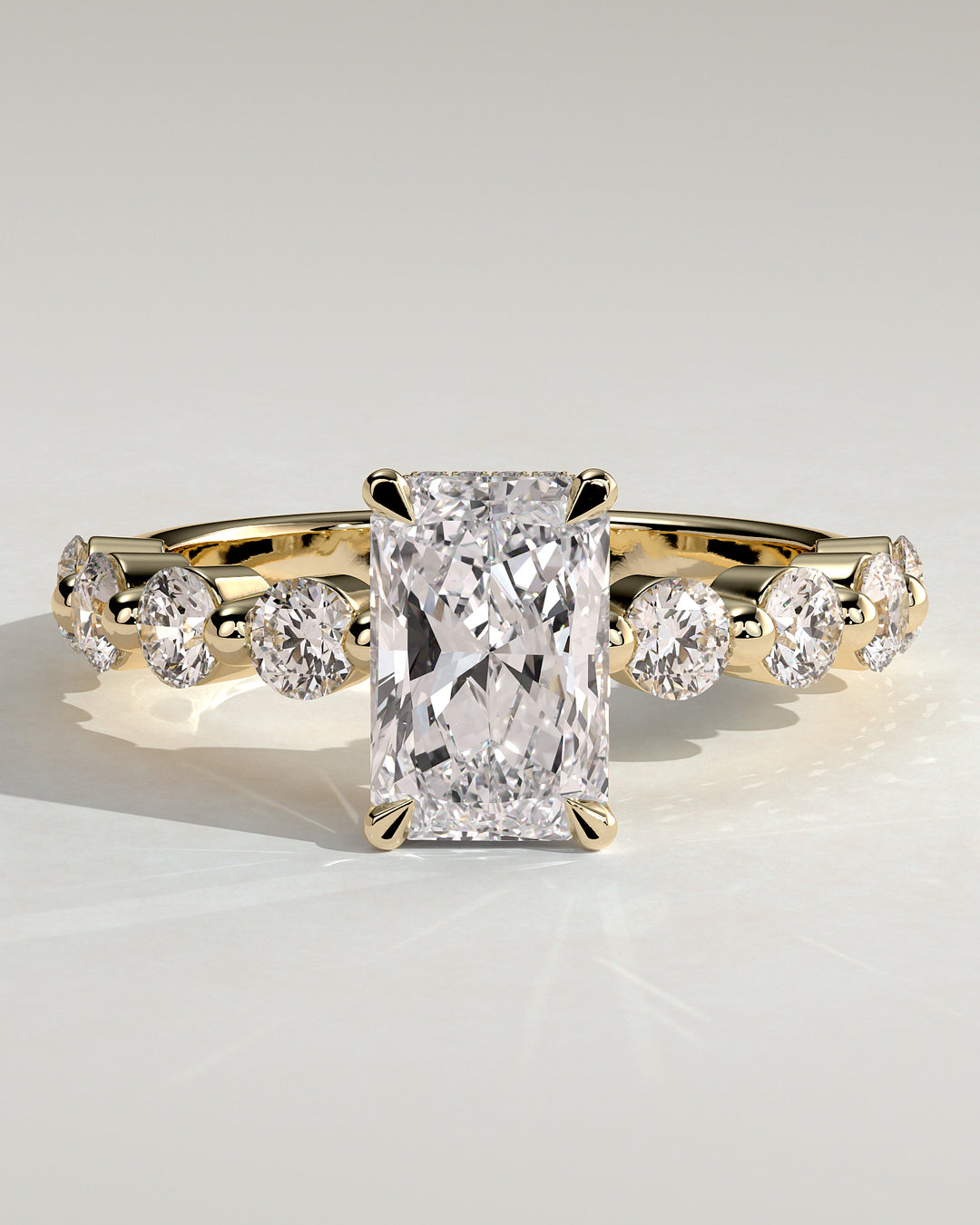 radiant cut engagement ring hidden halo