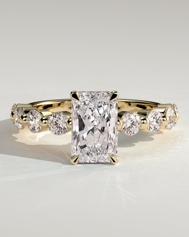 radiant cut engagement ring hidden halo