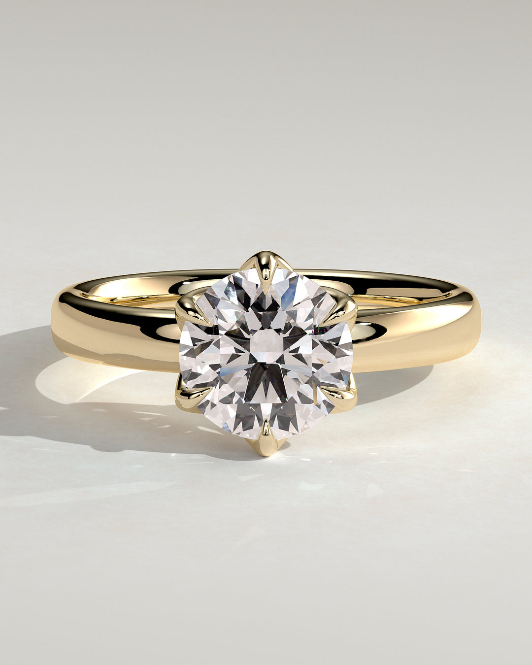 1.5ct Round CVD Diamond Petal Gallery and Cigar Band Engagement Ring