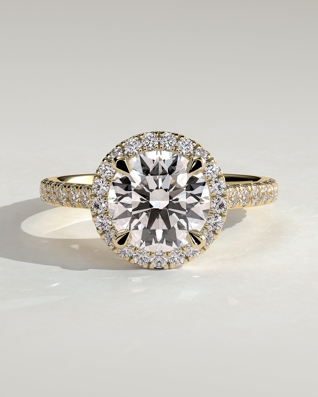 1.5ct Round Halo Lab Grown Diamond  Pave Engagement Ring