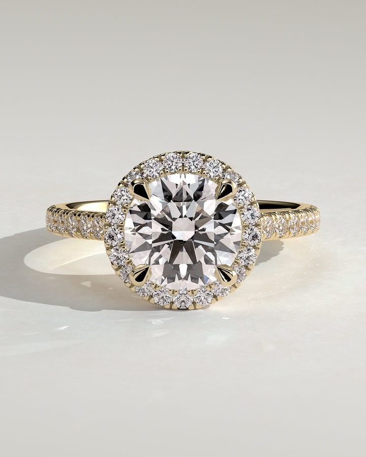 1.5ct Round Halo Lab Grown Diamond  Pave Engagement Ring
