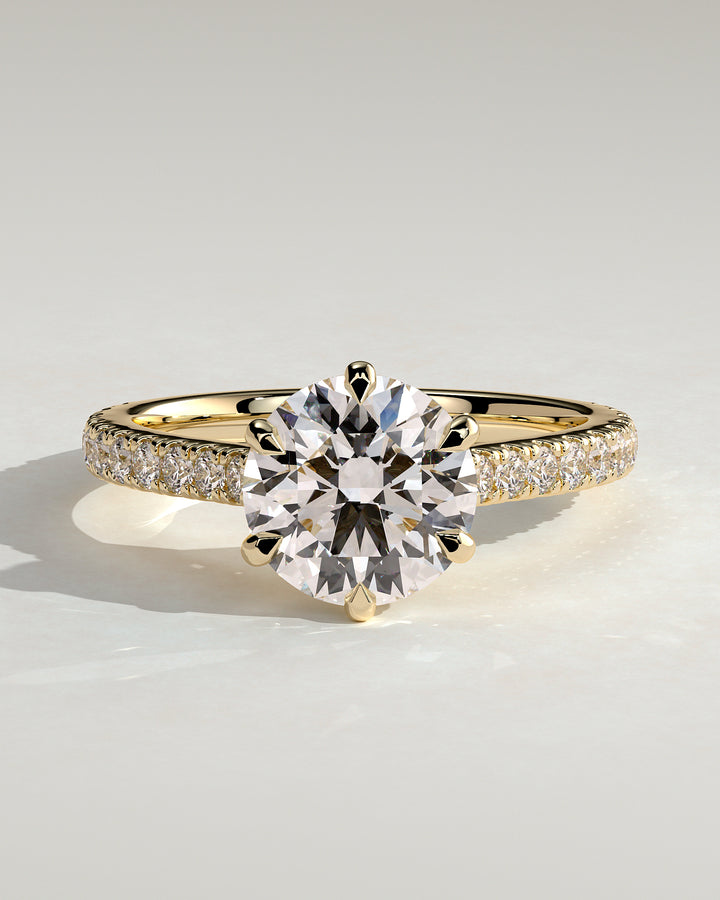 round lab grown diamond engagement ring pave