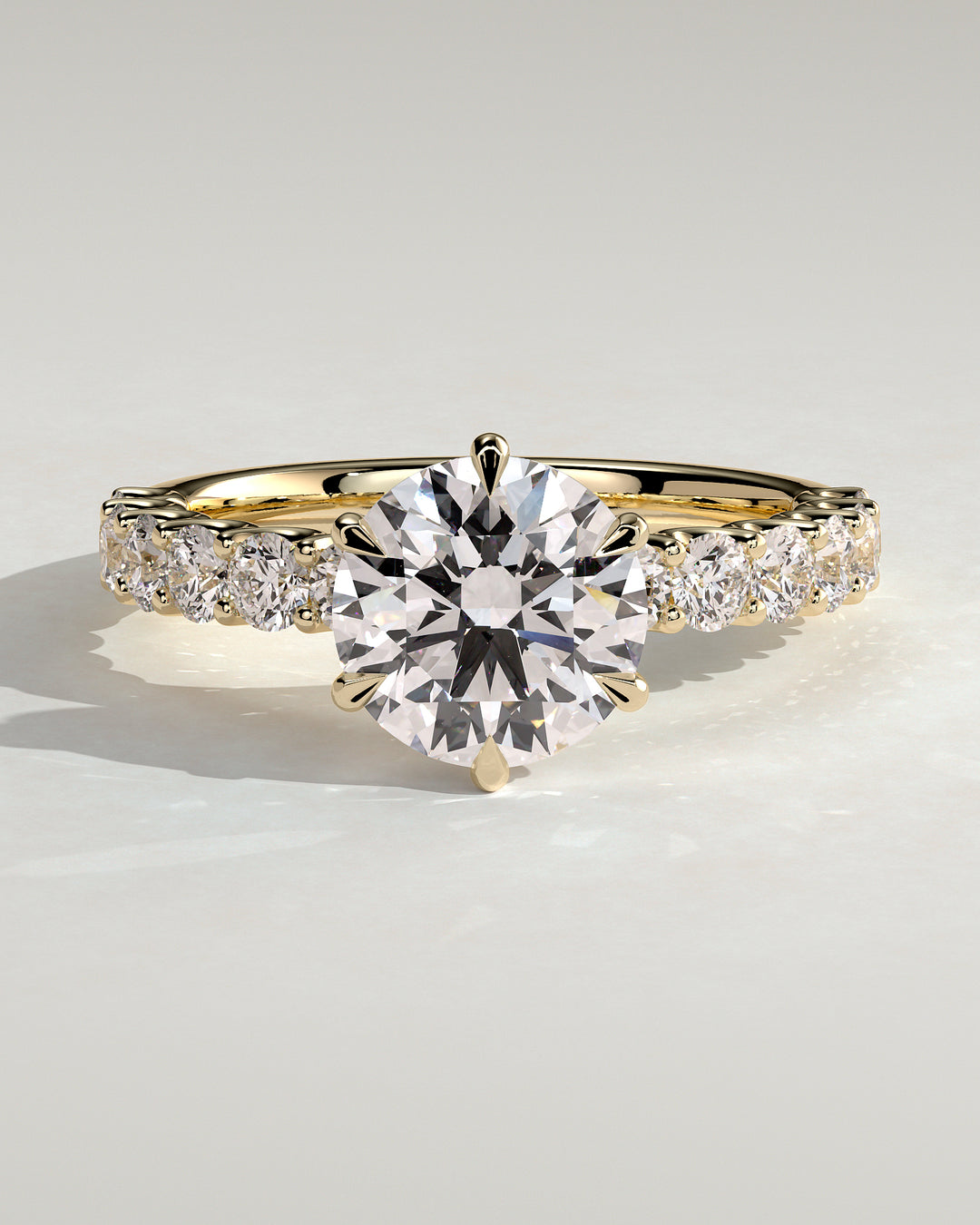 round solitaire engagement ring eternity band