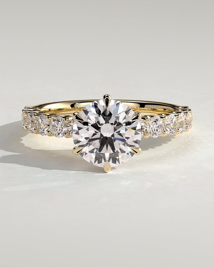 round solitaire engagement ring eternity band