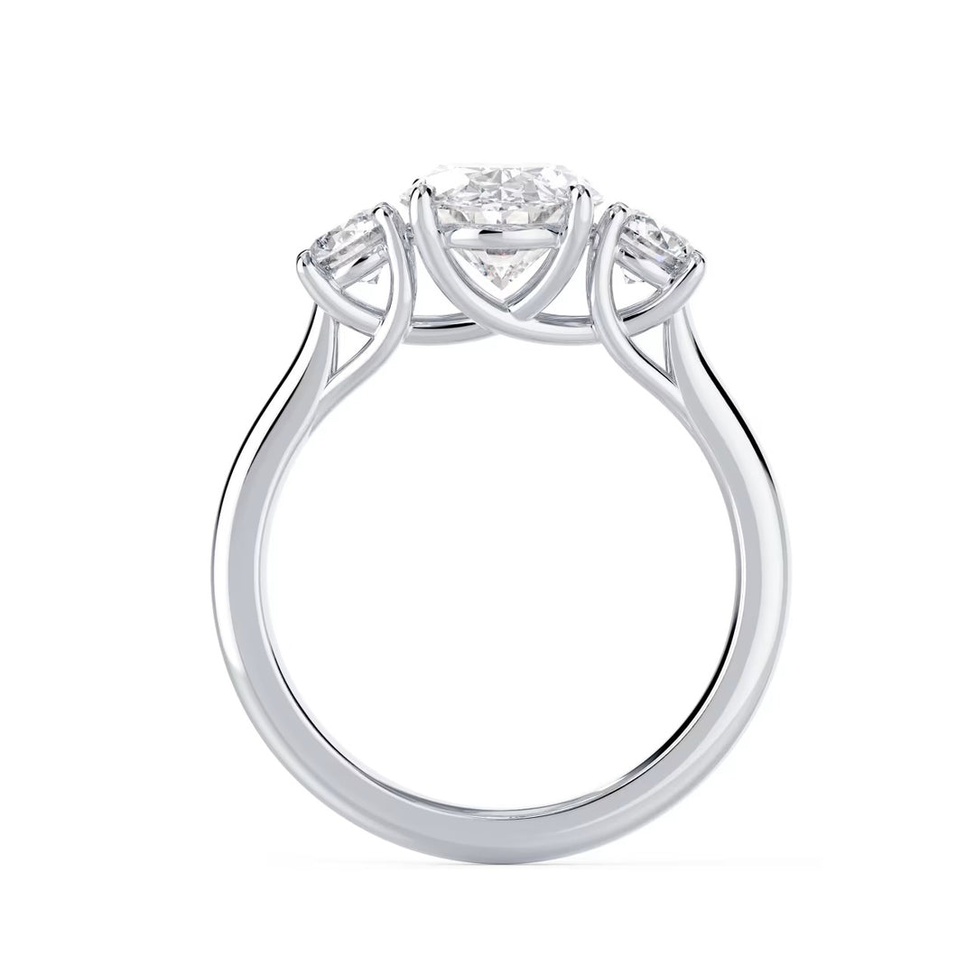 1.5ct oval E VS1 lab grown diamond three stone engagement ring USA