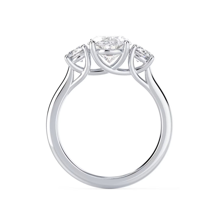 1.5ct oval E VS1 lab grown diamond three stone engagement ring USA