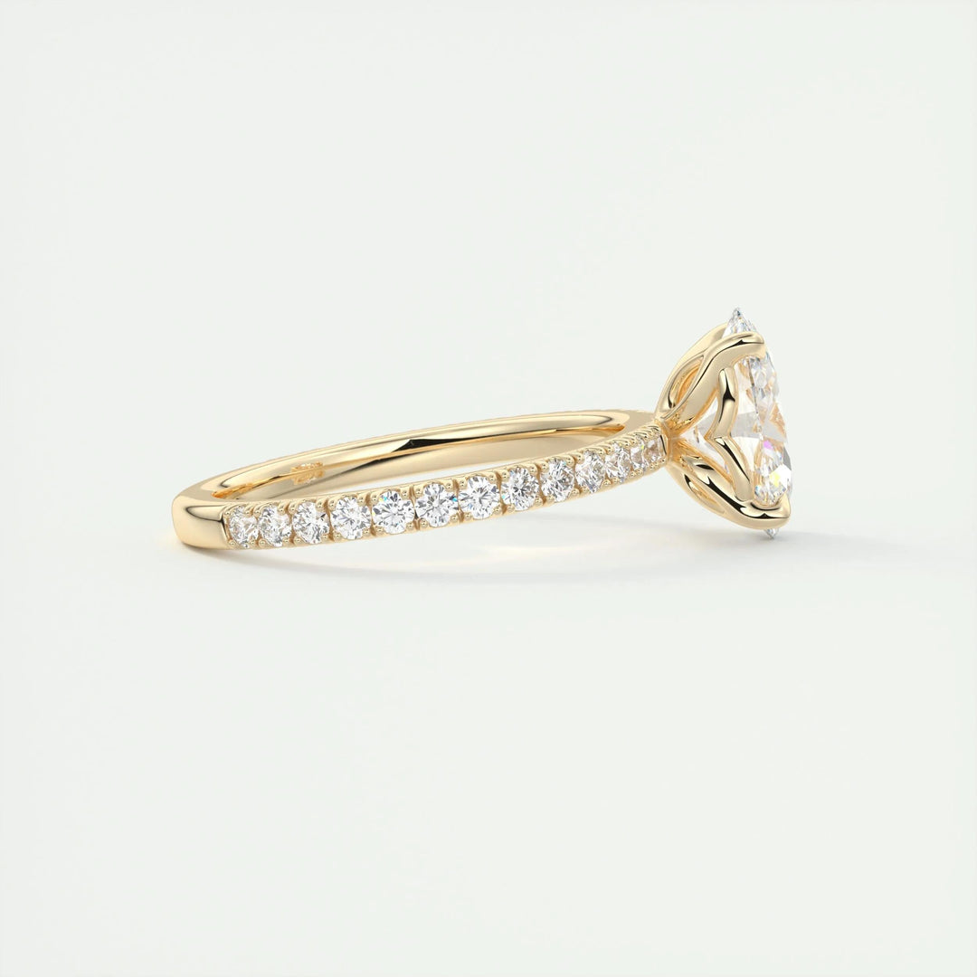 1.5ct oval F VS1 diamond pavé engagement ring USA
