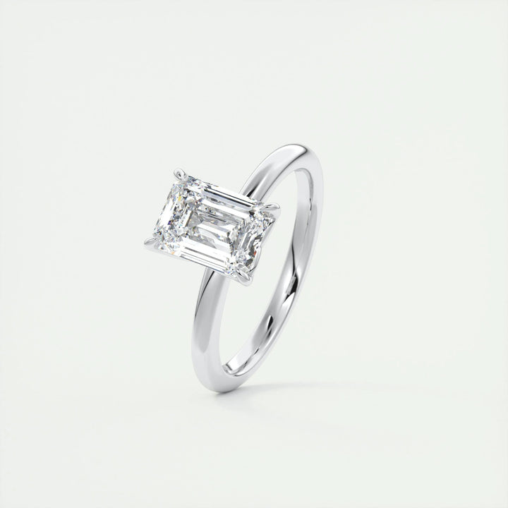1.75ct Emerald F- VS1 Diamond Solitaire Lab Grown Engagement Ring