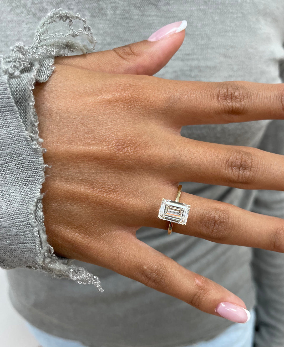 Emerald Cut Solitaire Lab Diamond Ring
