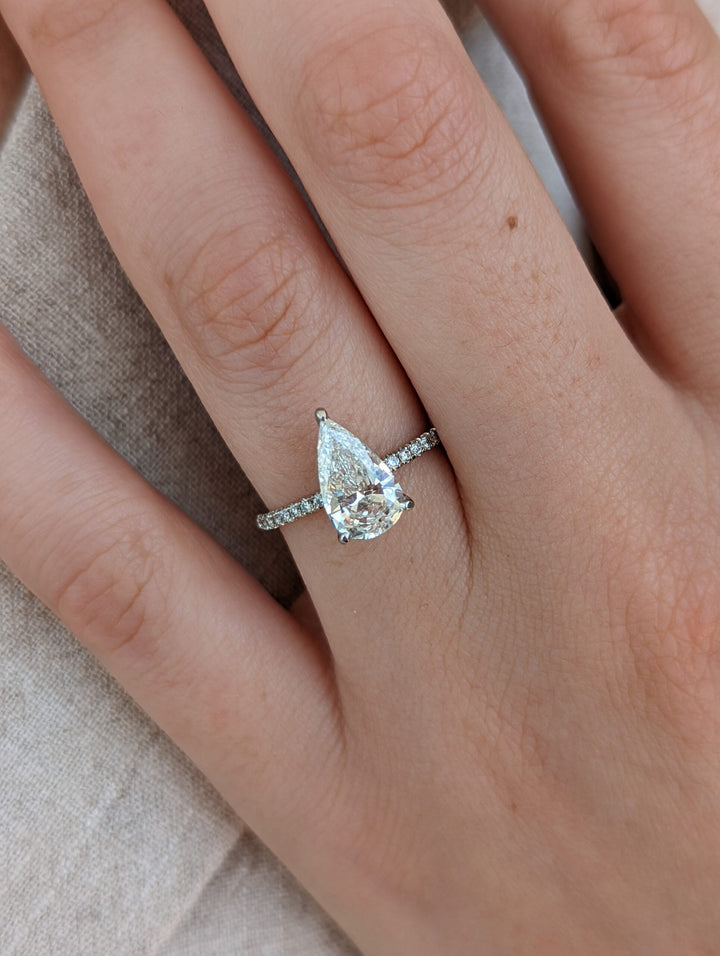 1.7 Carat Pear Lab Diamond Ring
