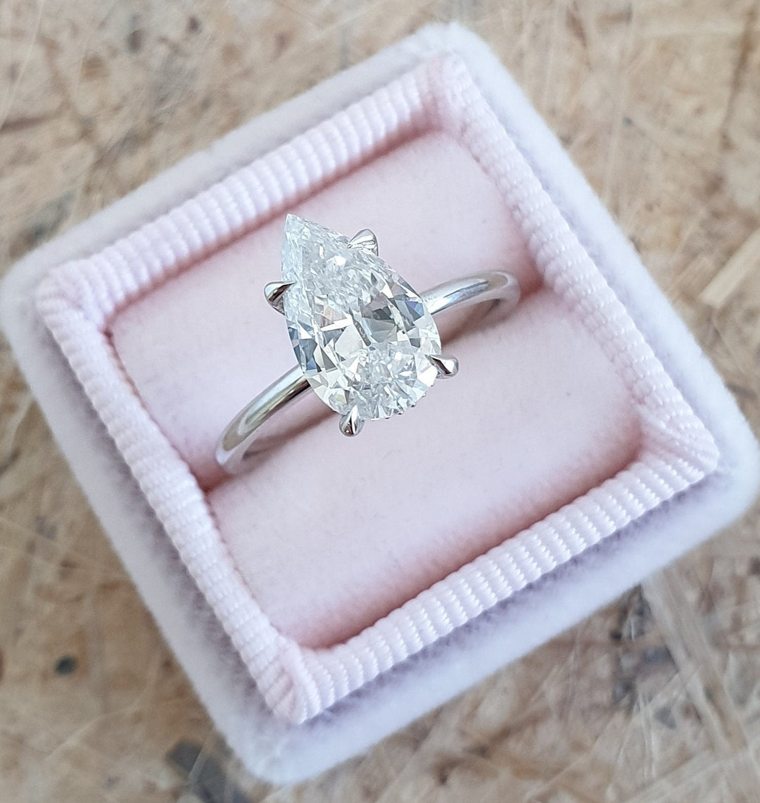 1.7ct Pear F-VS1 Lab Grown Diamond Hidden Halo Engagement Ring