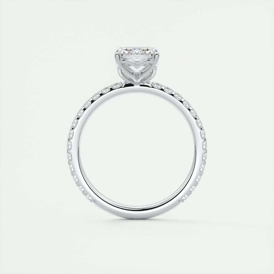 1.75ct Emerald F- VS1 Diamond Pave Engagement Ring