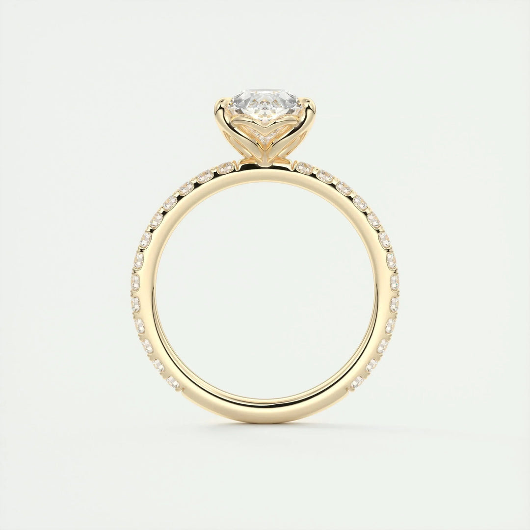 2ct Pear F- VS1 Diamond Pave Engagement Ring