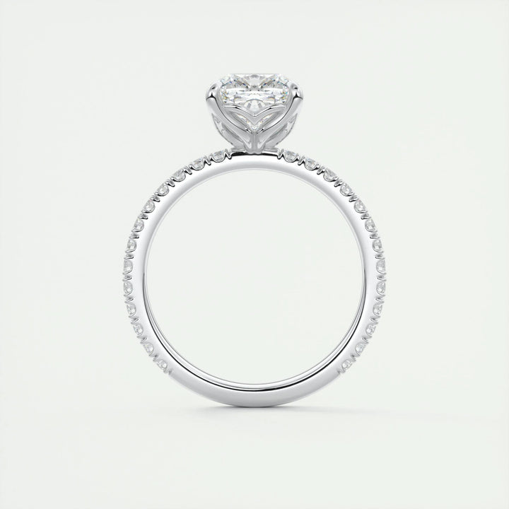 2ct Cushion F- VS1 Diamond Pave Engagement Ring