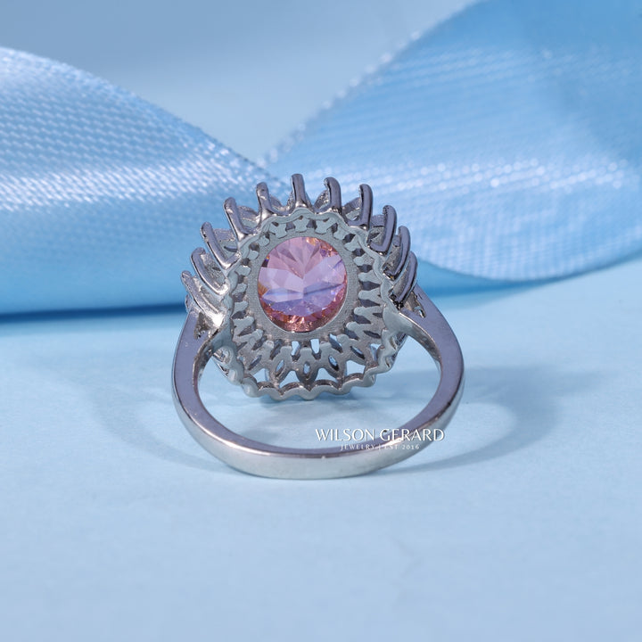 2.0CT Oval E/VS1 Lab Grown Diamond Halo Cathedral Engagement Ring