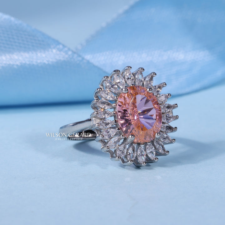 2.0CT Oval E/VS1 Lab Grown Diamond Halo Cathedral Engagement Ring
