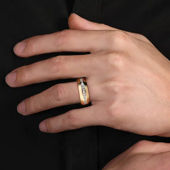 14K Yellow Gold Princess Lab Grown Diamond Men's Wedding Ring