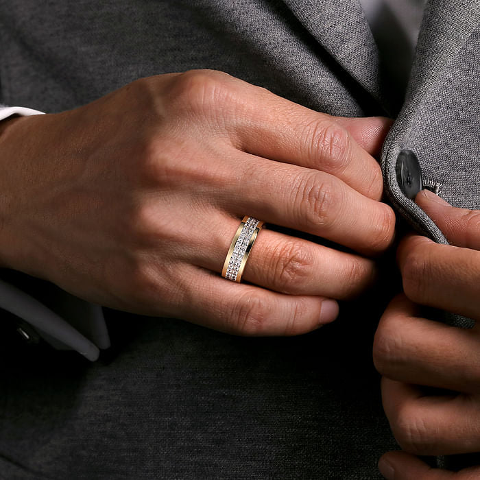 14K Yellow Gold Lab Grown Diamond Men's Wedding Ring