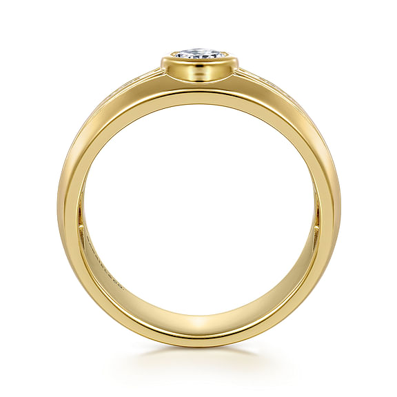 Bezel Set Round Channel Pave Lab Grown Diamond Men's Ring