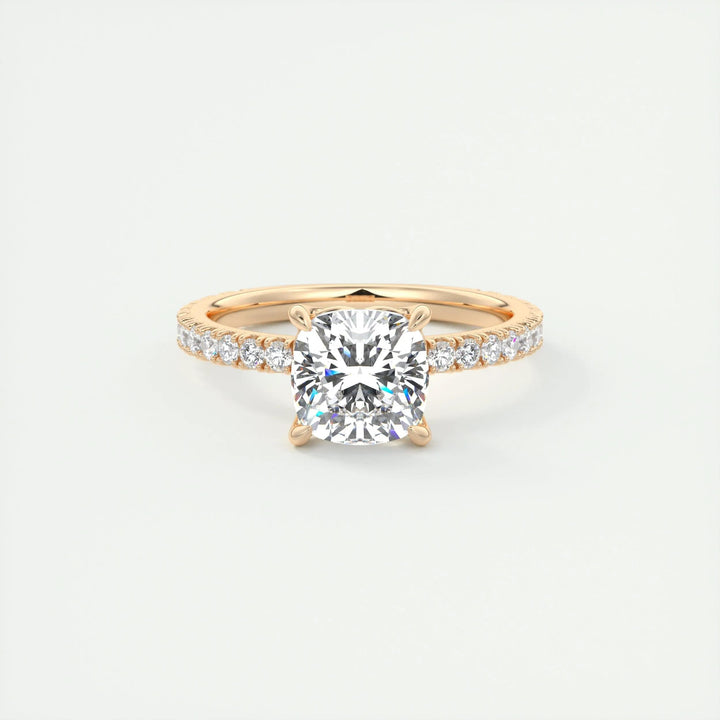 2ct Cushion F- VS1 Diamond Pave Engagement Ring