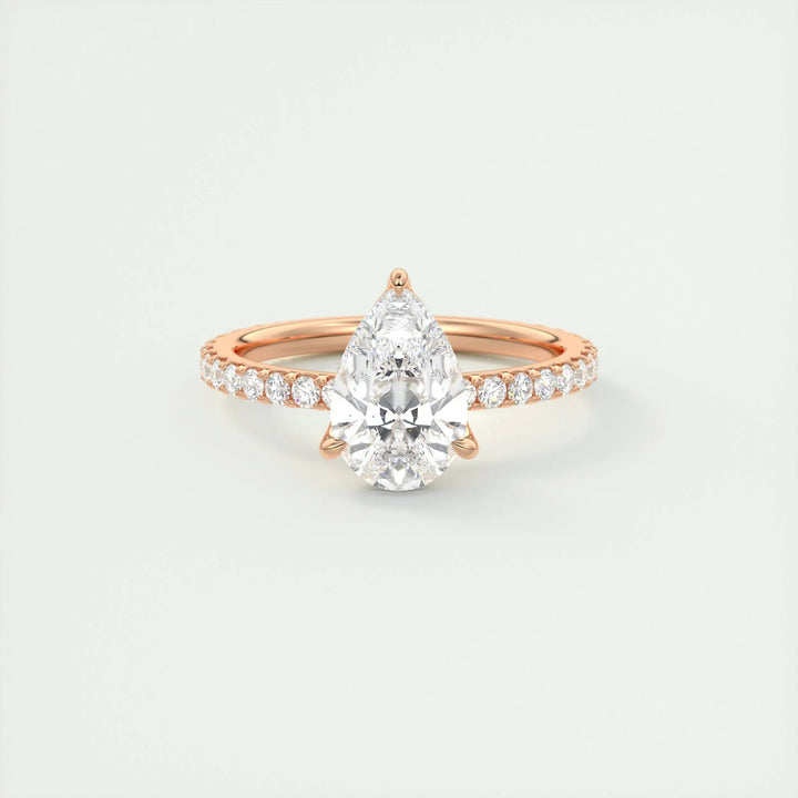 2ct Pear F- VS1 Diamond Pave Engagement Ring