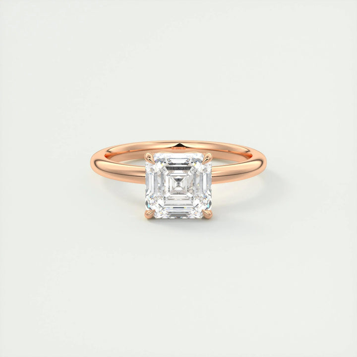 2ct Asscher F- VS1 Diamond Solitaire Engagement Ring
