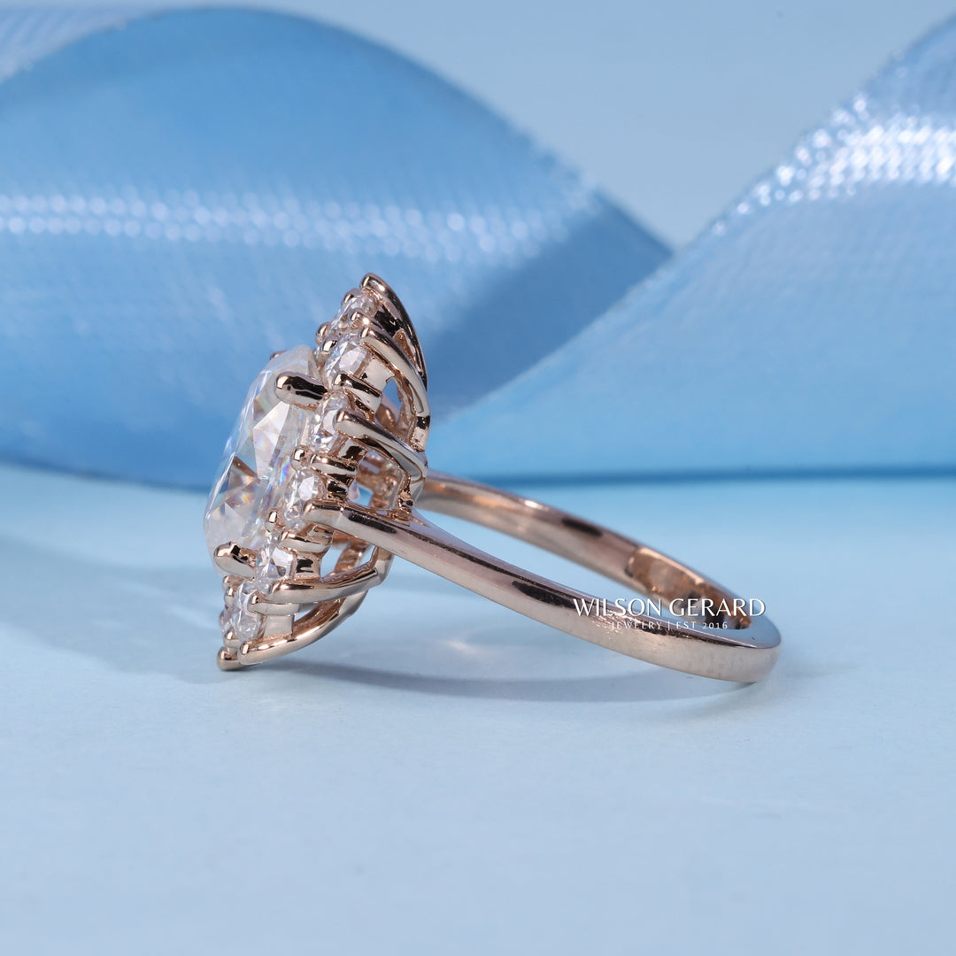 2.0CT Oval E/VS1 Lab Grown Diamond Halo Cathedral Engagement Ring