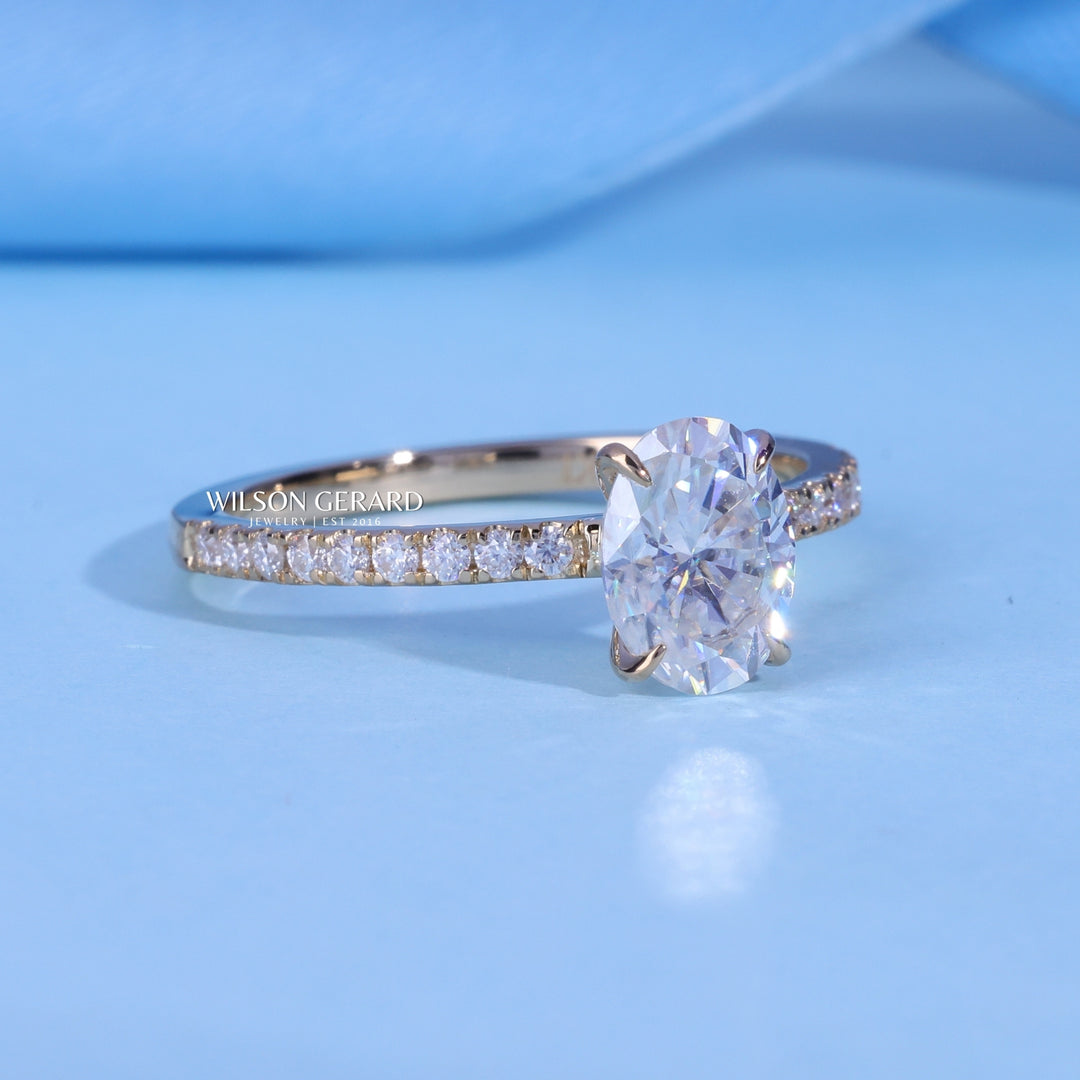 1.0CT Oval E/VS1 Lab Grown Diamond Pave Engagement Ring