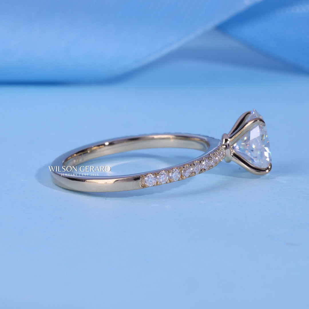 1.0CT Oval E/VS1 Lab Grown Diamond Pave Engagement Ring