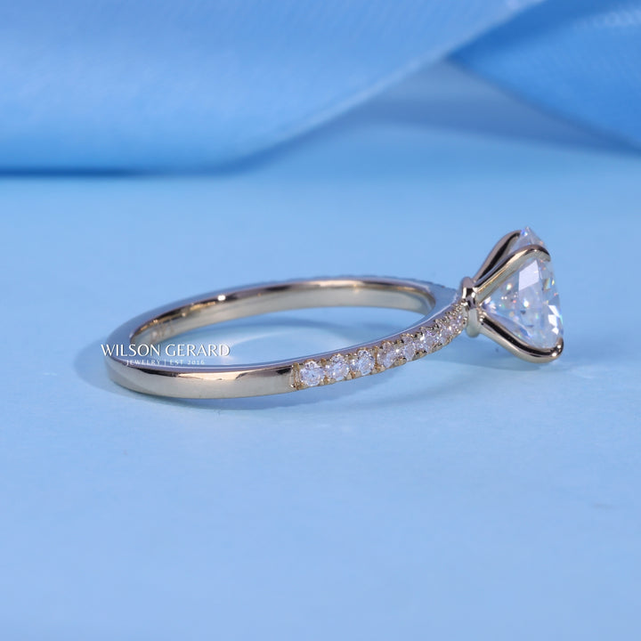 1.0CT Oval E/VS1 Lab Grown Diamond Pave Engagement Ring