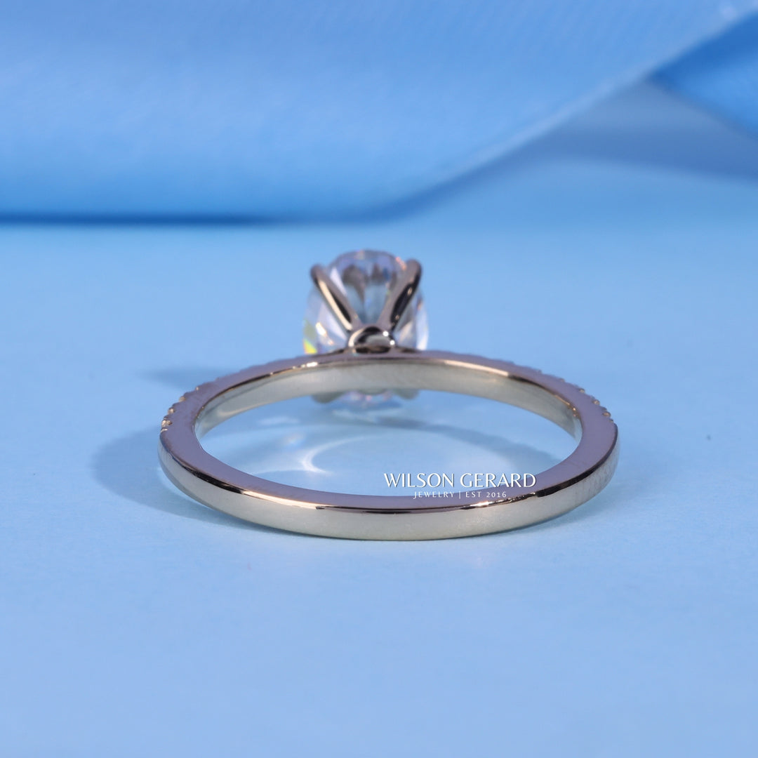 1.0CT Oval E/VS1 Lab Grown Diamond Pave Engagement Ring