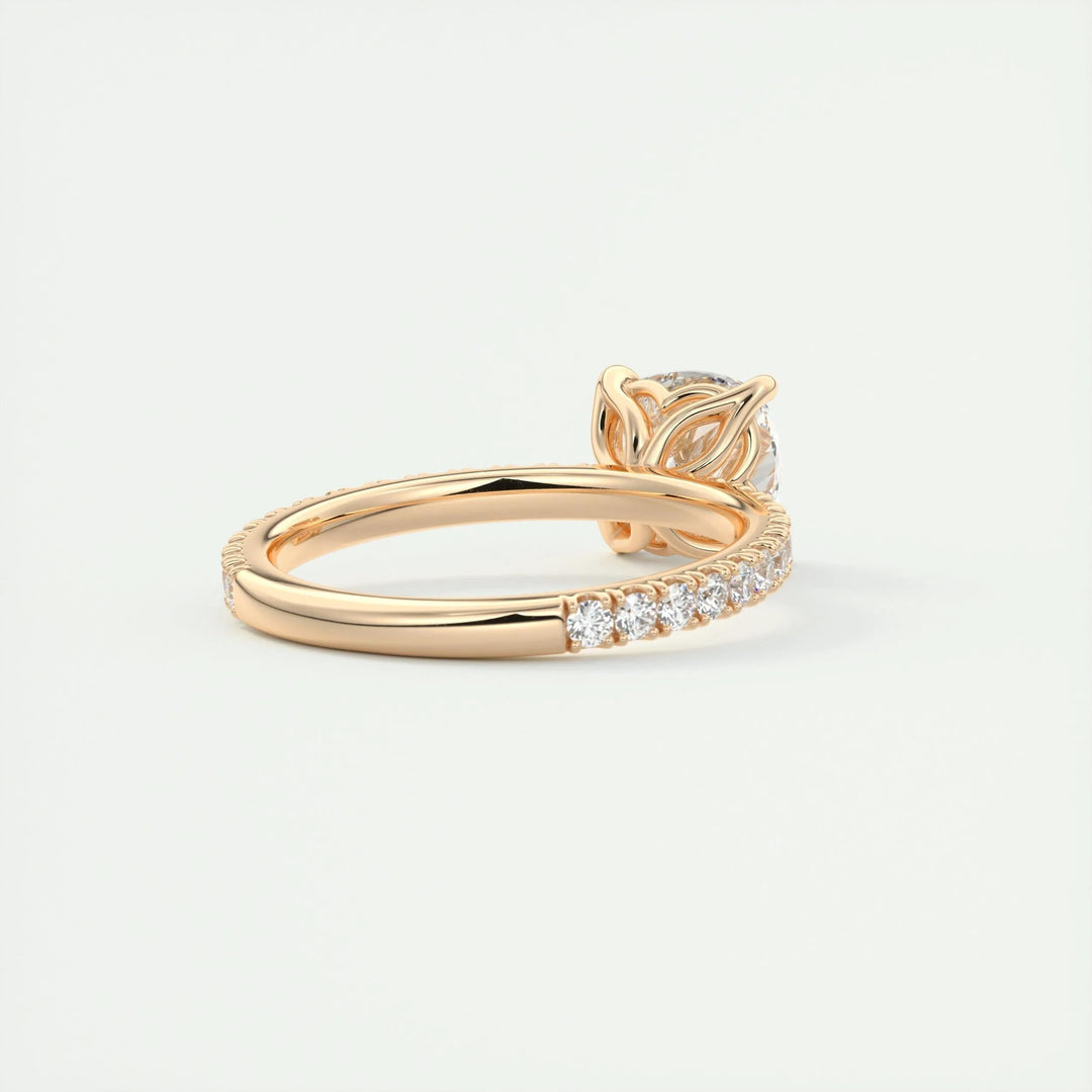 2ct Cushion F- VS1 Diamond Pave Engagement Ring