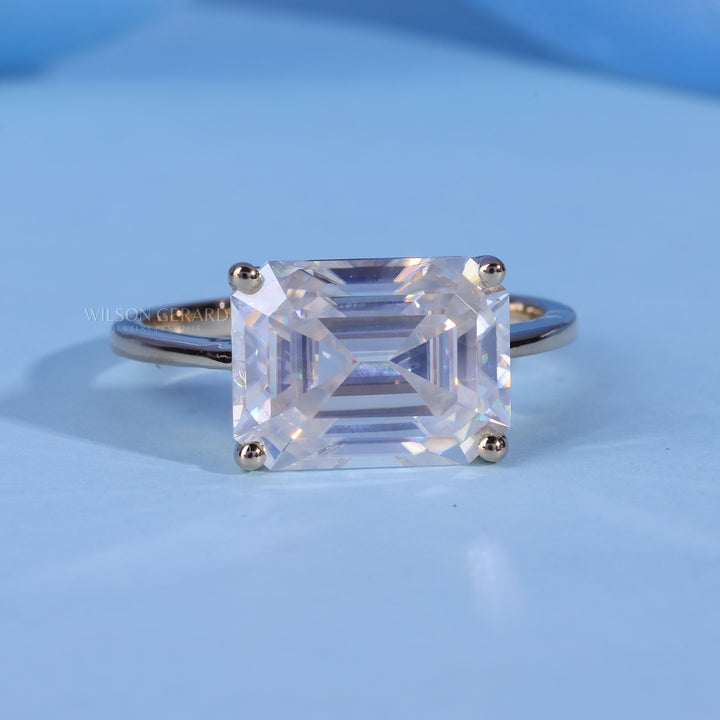 2.50CT Emerald E/VS1 CVD Diamond East West Engagement Rings