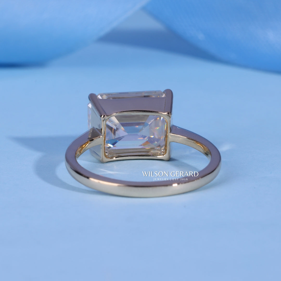 2.50CT Emerald E/VS1 CVD Diamond East West Engagement Rings