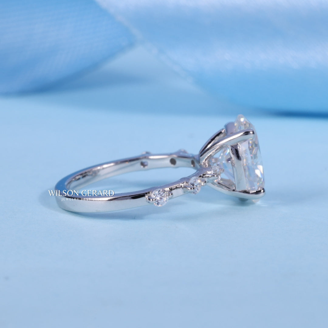 1.0CT Oval E/VS1 Lab Grown Diamond Petite Pave Engagement Ring