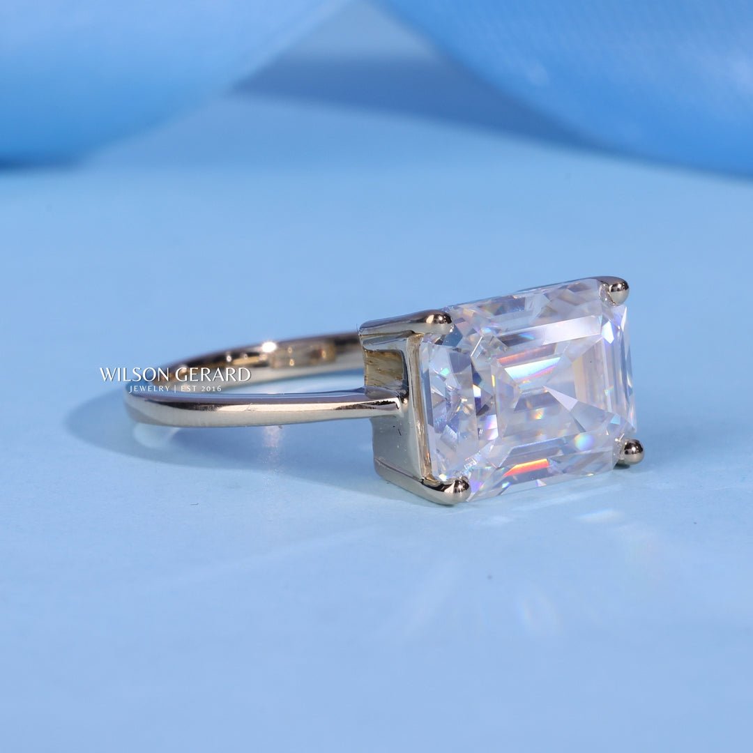 2.50CT Emerald E/VS1 CVD Diamond East West Engagement Rings