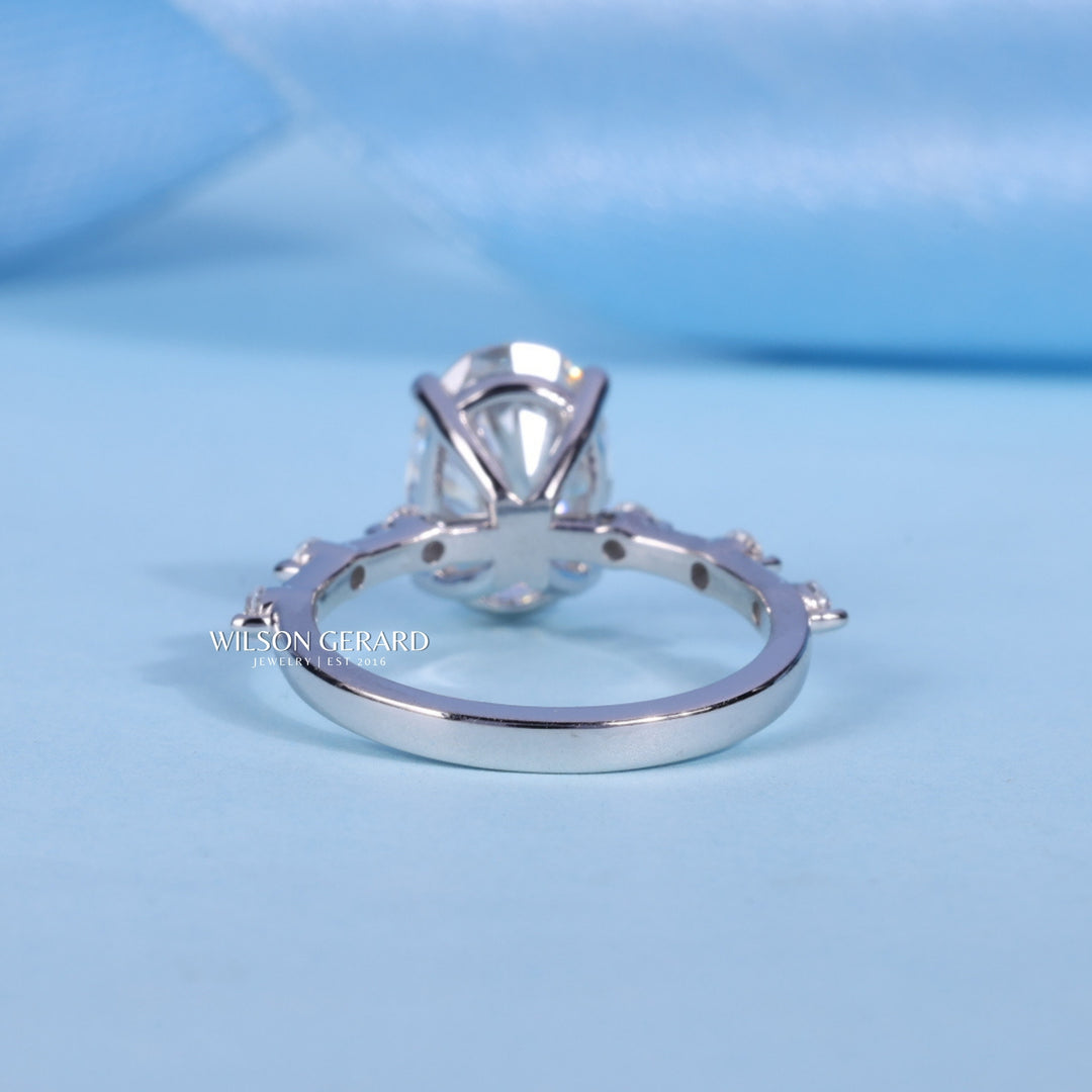 1.0CT Oval E/VS1 Lab Grown Diamond Petite Pave Engagement Ring